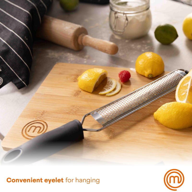 MasterChef Zester Grater with Handle  Kitchen Tool for Zesting Citrus Fruits & Finely Grating Parmesan Cheese  Garlic  Ginger  Coconut  Nutmeg  Wasabi  Chocolate etc  Stainless Steel - Image 5